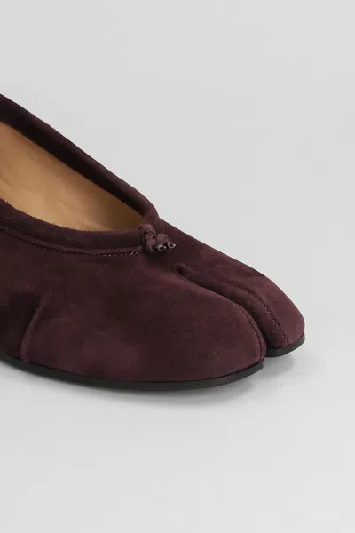 Maison Margiela Tabi Ballet Flats In Viola Suede In Animal Print