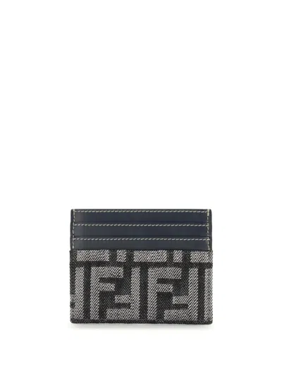 Fendi Embroidered Denim Card Holder