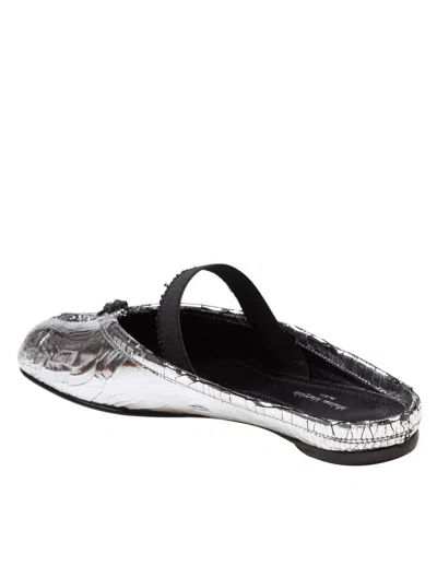 Maison Margiela Leather Tabi Mule With Broken Mirror Effect In Silver