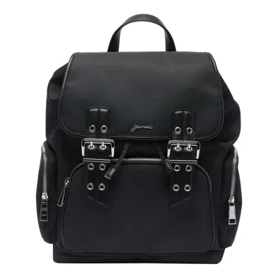 Ganni Bucky Nylon Backpack In Black