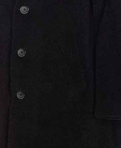 Herno Long Sleeve Notched Lapel Coat With Pockets In Black