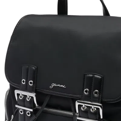 Ganni Bucky Nylon Backpack In Black