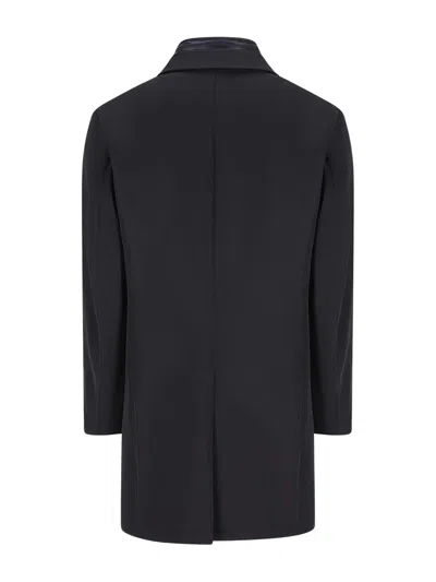 Fay Double Breasted Coat In Black