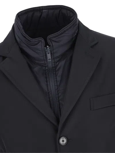 Fay Double Breasted Coat In Black