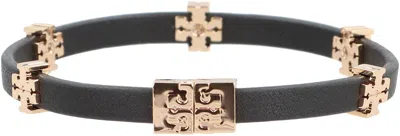 Tory Burch Eleanor Logo Charm Faux Leather Bracelet In Gray