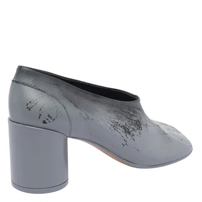 Mm6 Maison Margiela Stylish Block Heel Round Toe Pumps In Silver