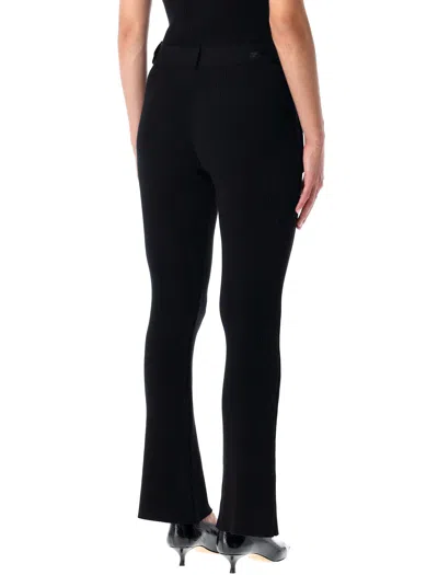 Courrèges Black Rib-knit Pants With Pockets In Black