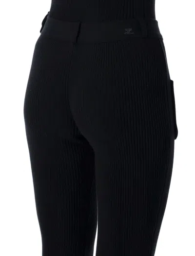 Courrèges Black Rib-knit Pants With Pockets In Black