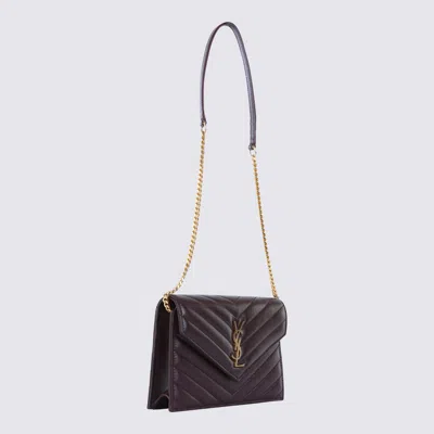 Saint Laurent Dark Red Leather Cassandre Mini Bag In Burgundy