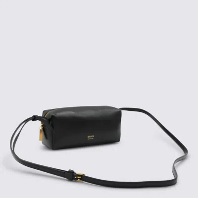 Khaite Black Leather Crossbody Bag In Black