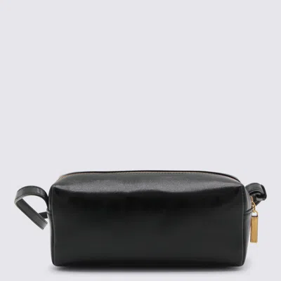 Khaite Black Leather Crossbody Bag In Black