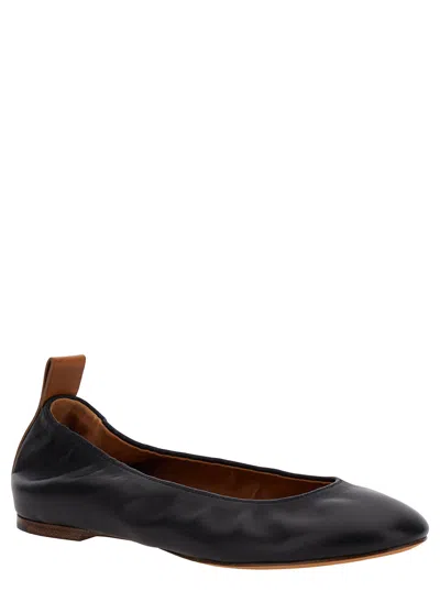 Lanvin The Leather Ballerina Flat In Black