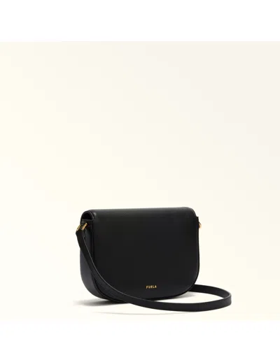 Furla Moonlight S Leather Crossbody Bag, Black In Black