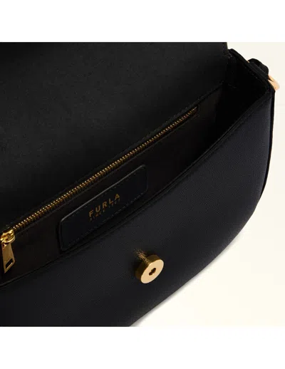 Furla Moonlight S Leather Crossbody Bag, Black In Black