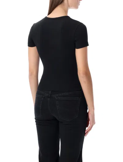 Diesel Black T-shirt With Logo On The Front And Ribbed Design In Cotton Woman In Black