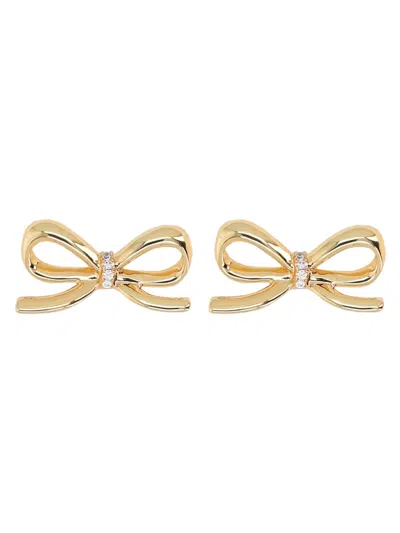 Self-portrait Earrings With Bow In Gold
