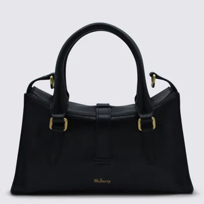Mulberry Black Leather Mini Roxanne High Shine Top Handle Bag In Black