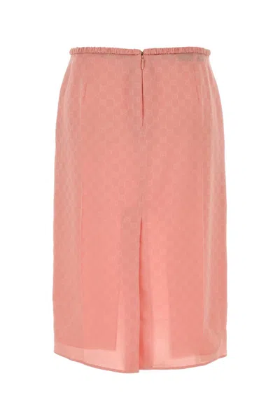 Gucci Pink Gg Silk Skirt In Pink