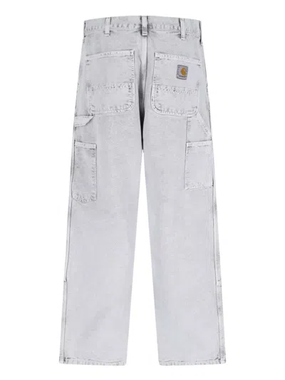 Carhartt Straight Trousers With Pockets And Belt Loops In Gray