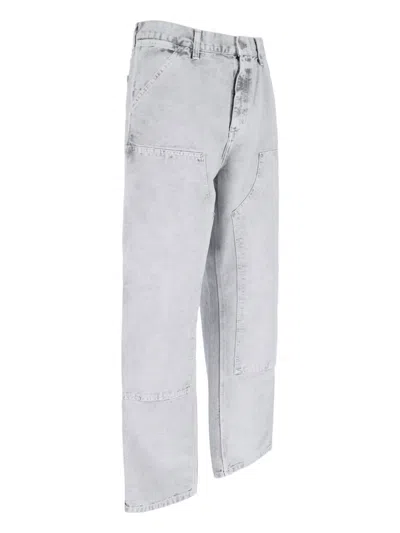 Carhartt Straight Trousers With Pockets And Belt Loops In Gray