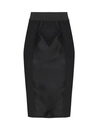 Dolce & Gabbana Lace Insert Skirt In Black