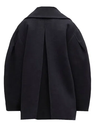 Ganni Oversize Midi Coat In Black