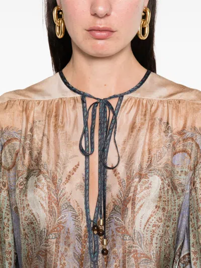 Zimmermann Wanderlust Tapestry Print Blouse In Multi