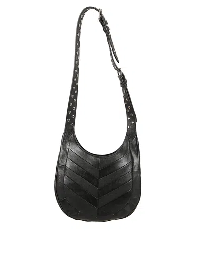 Valentino Garavani  Garavani Hoboho Small Hobo Bag In Chevron-patterned Nappa Leather Woman In Black