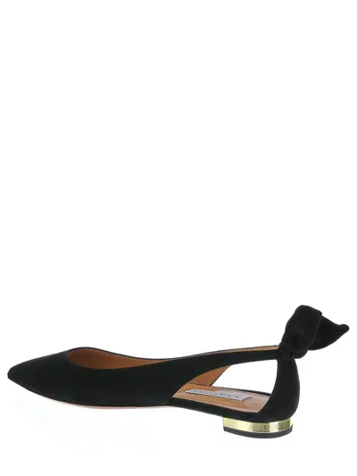 Aquazzura Forever Marilyn Cutout Ballet Flats In Black Suede