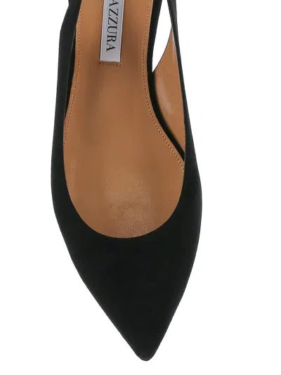 Aquazzura Forever Marilyn Cutout Ballet Flats In Black Suede