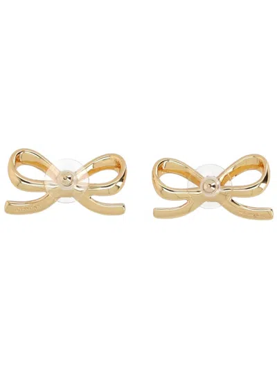 Self-portrait Earrings With Bow In Gold