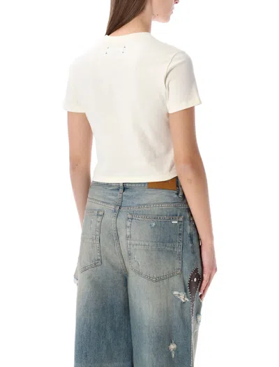 Amiri Hollywood Cotton Cropped Baby Tee In White