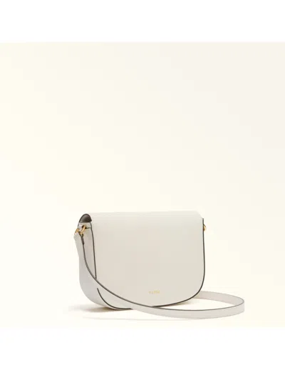 Furla Moonlight S Crossbody Bag In Cream Leather In White