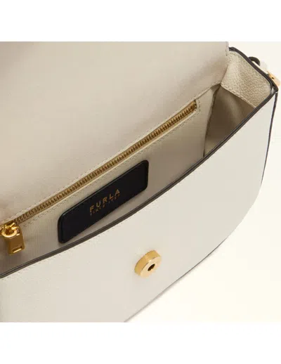Furla Moonlight S Crossbody Bag In Cream Leather In White