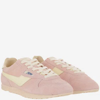 Autry Windspin Leather Sneakers In Pink