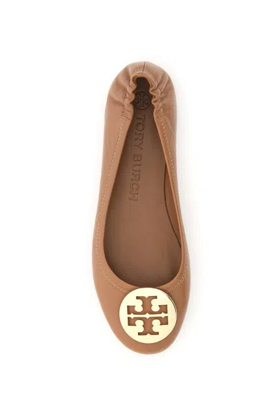 Tory Burch Brown Minnie Ballet Flats In Neutral