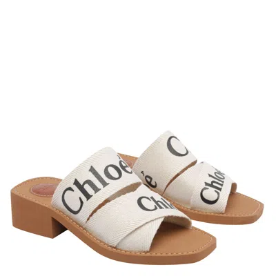 Chloé Woody Logo Slide Sandal In White