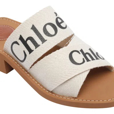 Chloé Woody Logo Slide Sandal In White