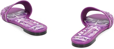 Dolce & Gabbana Leather And Fabric Slides In Purple