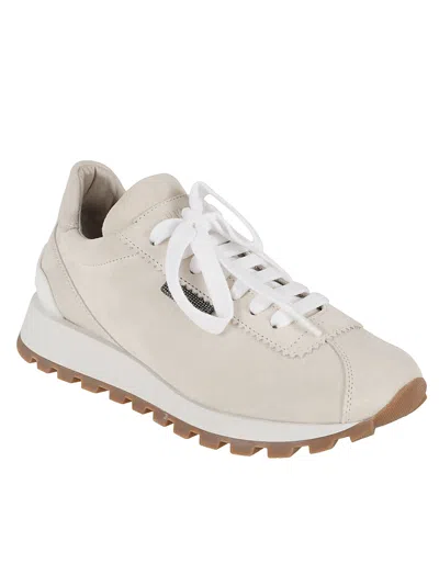 Brunello Cucinelli Suede Sneakers With Iconic Jewel Application In Brown