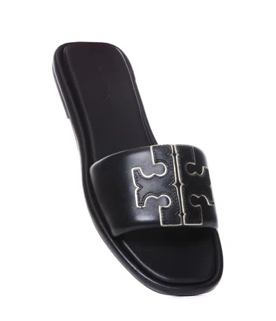 Tory Burch Double T Sporty Slider Sandals In Black