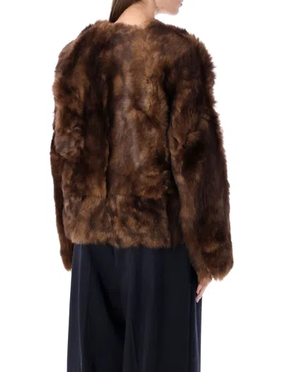 Zimmermann Shearling Jacket Straight Collarless Design In Brown
