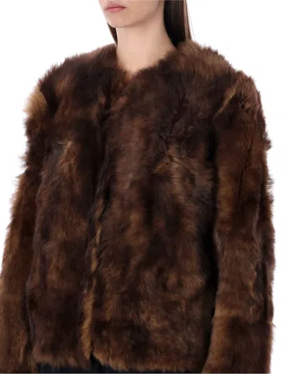 Zimmermann Shearling Jacket Straight Collarless Design In Brown