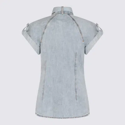 Zimmermann Stylish Top Featuring Tie Collar And Folded Cuffs In Blue