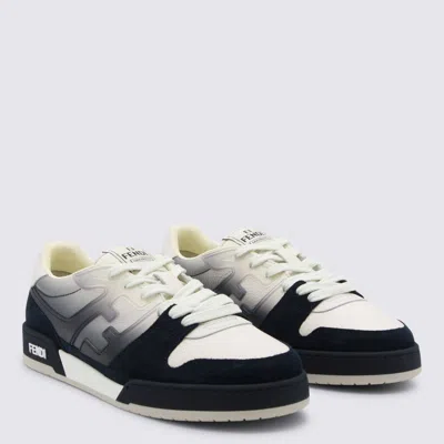 Fendi Match Sneaker In White Leather And Blue Suede Men In Multi