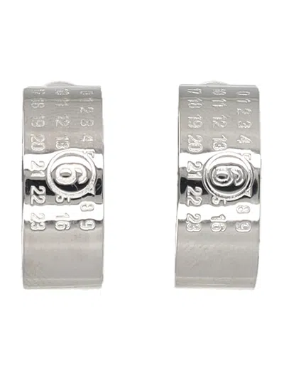 Mm6 Maison Margiela Numeric Minimal Signature Hoop Earrings In Silver