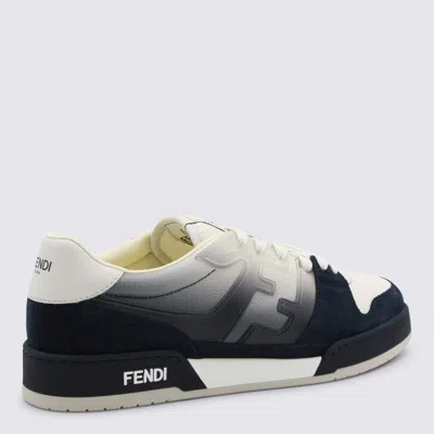 Fendi Match Sneaker In White Leather And Blue Suede Men In Multi