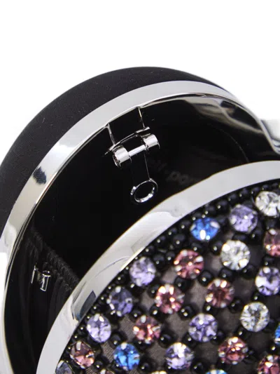 Self-portrait Multicolor Heart Shaped Clutch With Pearl Embellishments And Bow Detail In Tech Fabric Woman In Multi