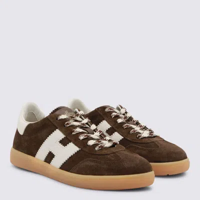Hogan Brown Leather Sneakers In Brown