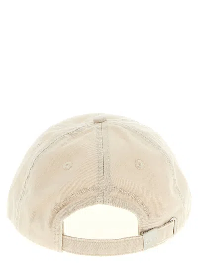 Ganni Womens Egret Washed Logo-embroidered Cotton-canvas Cap In Neutral